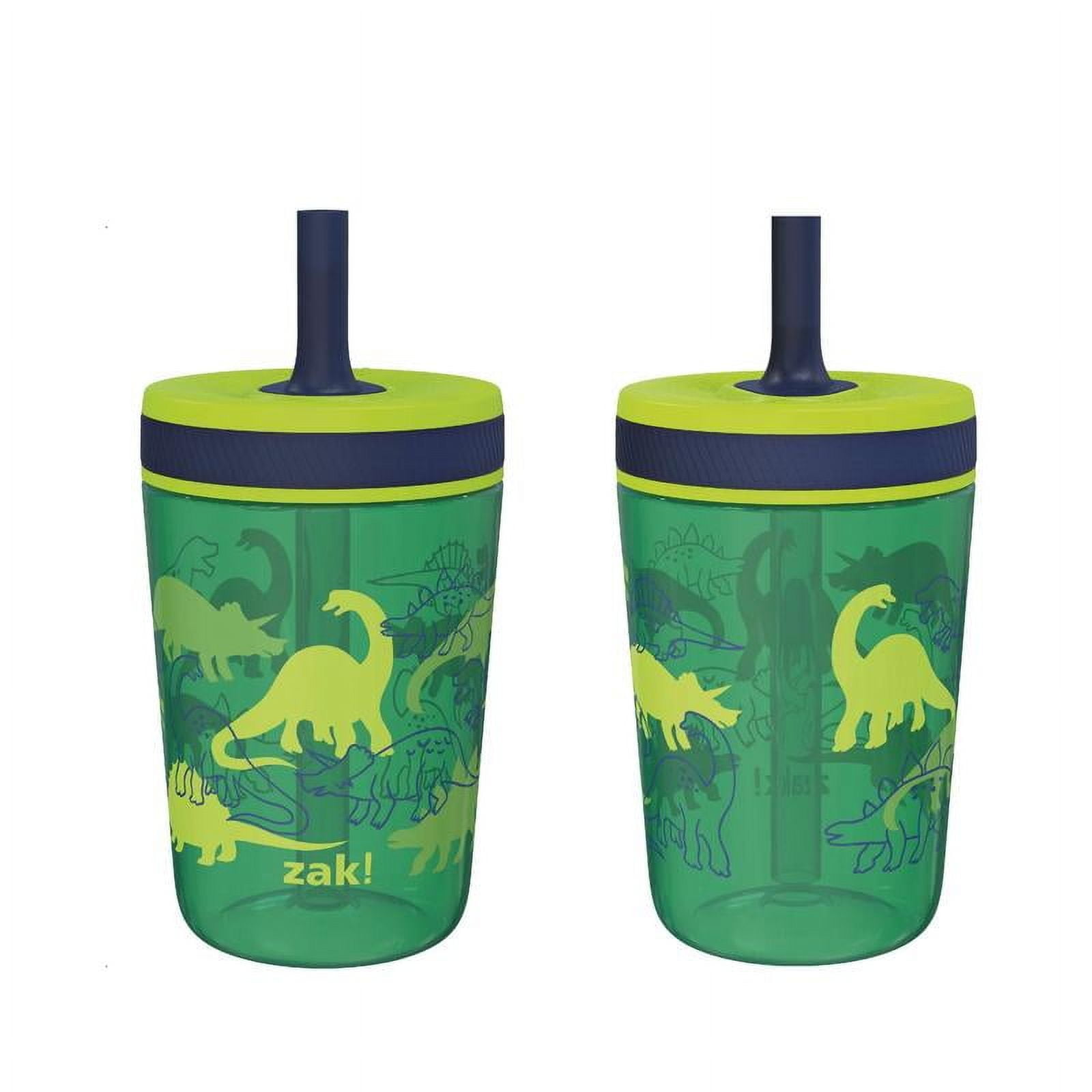 Kids Leakproof Straw Cup with Silicone Spout and Screw-On Lid - Reusable Plastic Drinkware, 15 Ounces, 2 Pack BPA Free Water Bottles