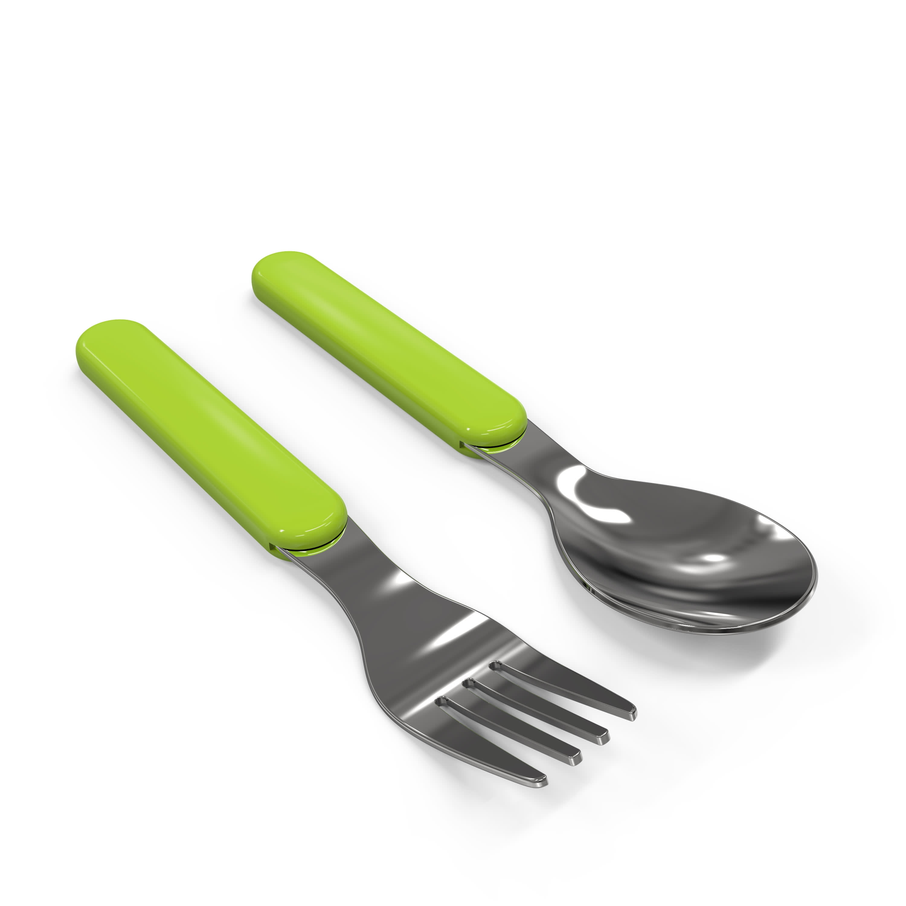 Zak Designs Kids Fork and Spoon Set, Green