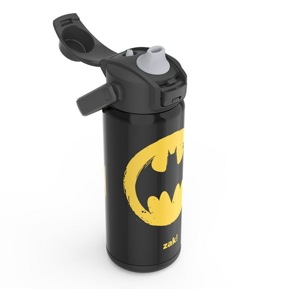Zak Designs Liberty 20oz Stainless Steel Double Wall Insulated Water Bottle with Leak-Proof Design, Reusable, Convenient Carry Handle for Travel, Batman