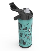 Zak Designs 20oz Kids Straw Water Bottle, Stainless Steel Vacuum Insulated Liberty Bottle with Easy-Open Locking Spout Cover for Travel, Built in Carry Handle, Nightmare Before Christmas