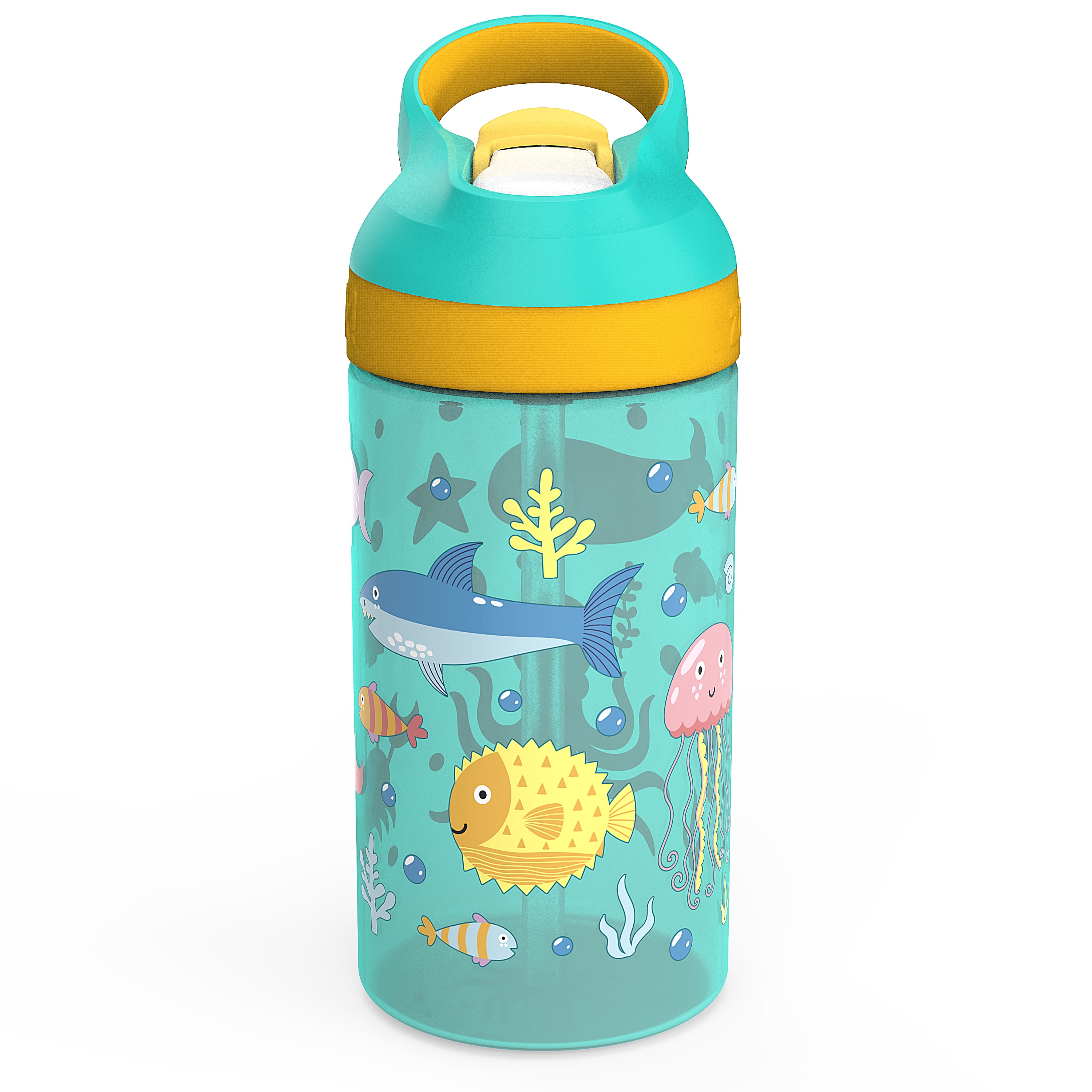 16 oz Kids Water Bottles with Straw Lid & Handle, 6 Pack Personalized Plastic  Water Bottle