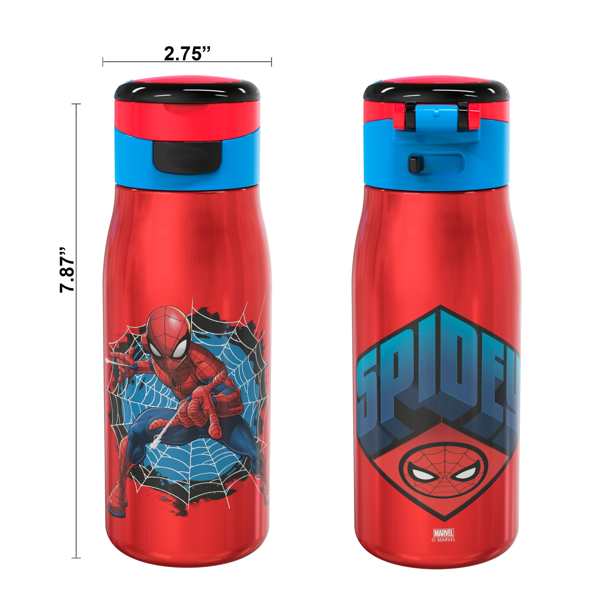 Zak Designs Marvel Comics 13.5 ounce Vacuum Insulated Stainless Steel Water Bottle, Spider-Man