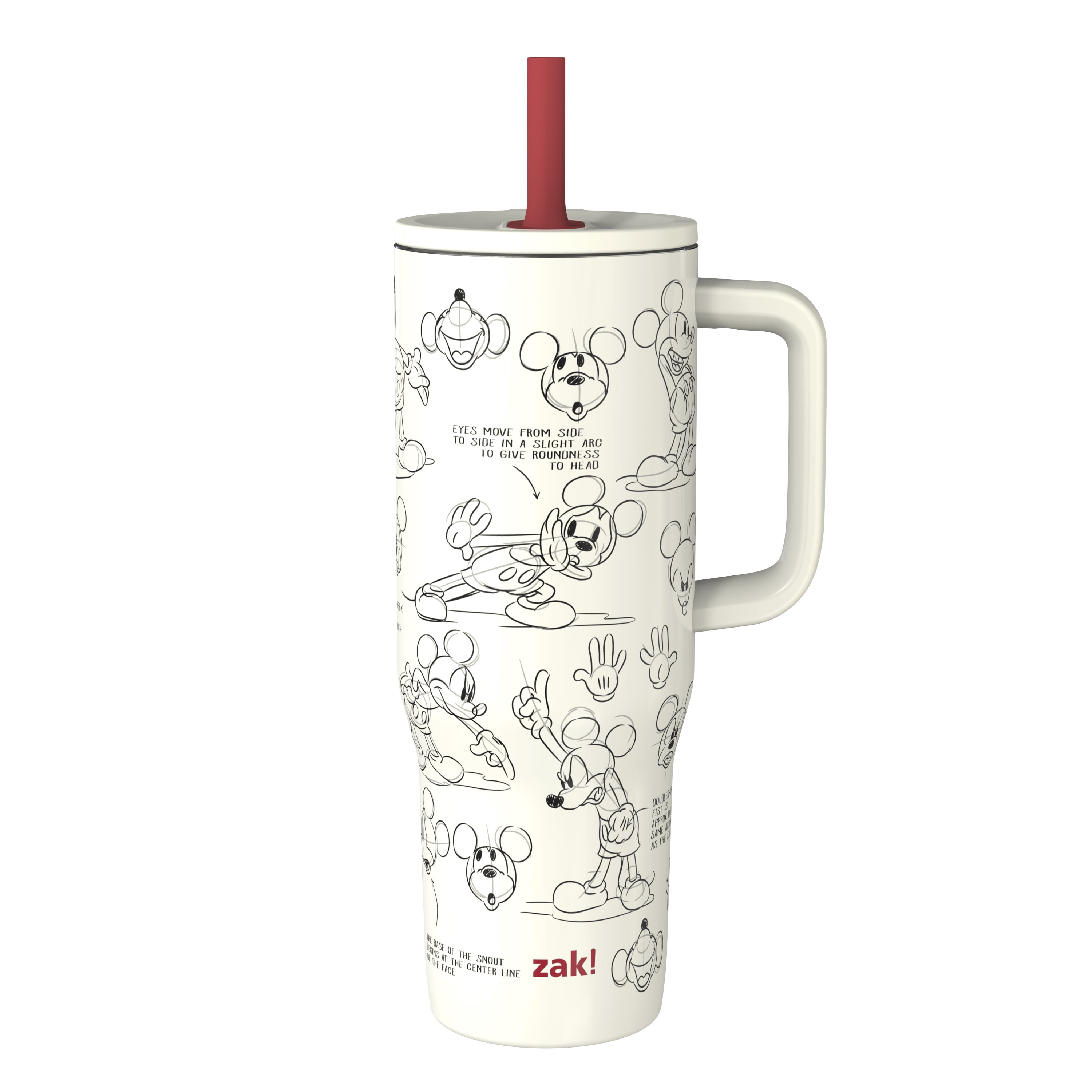 Zak Designs 30oz Mickey Double Wall Stainless Steel Vaccuum Insulated Sutton Straw Tumbler