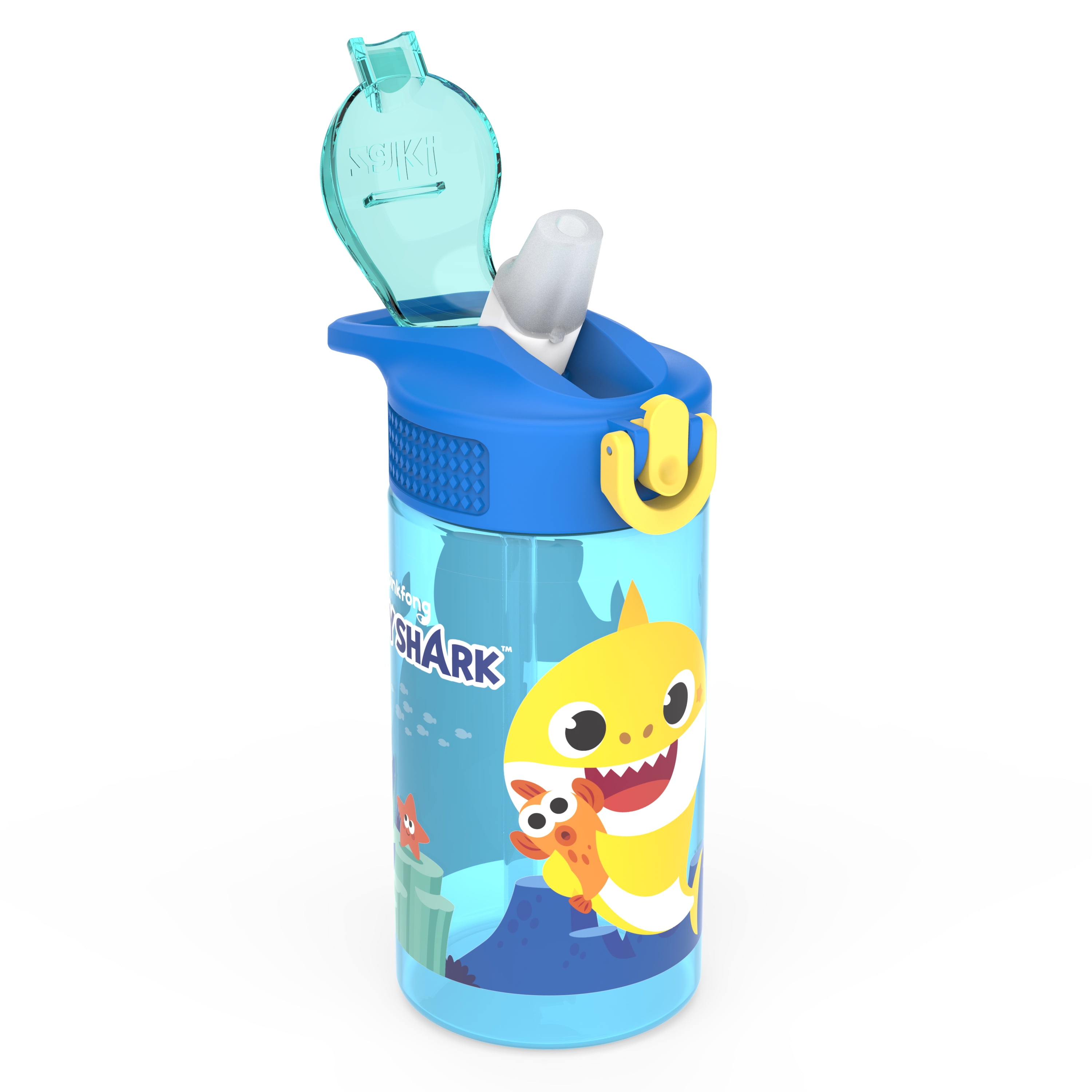 Zak Designs Baby Shark - Botella de agua para niños con popote y lazo de  transporte integrado, hecha de plástico duradero, diseño a prueba de fugas