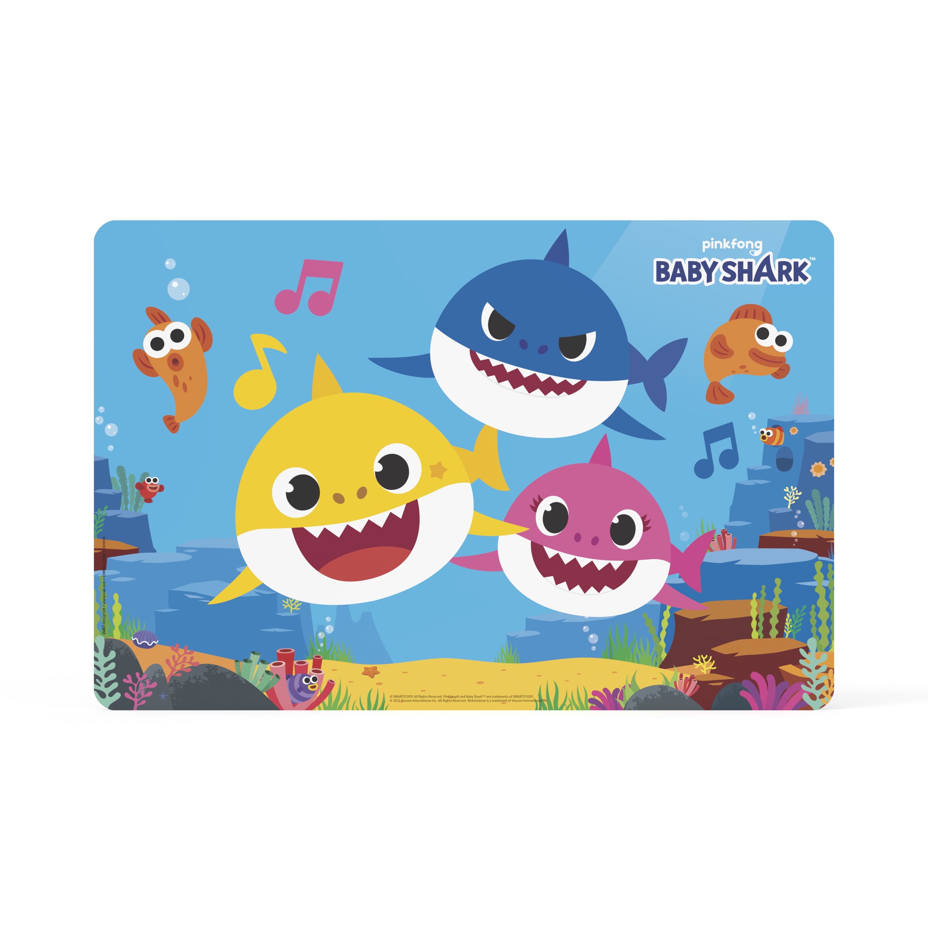 Zak Designs Pinkfong Reusable BPA Free Kids Plastic Placemat, Baby Shark