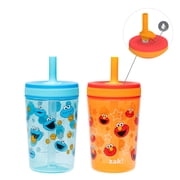Zak Designs Sesame Street Kelso Toddler Tumblers For Travel or At Home, 15oz 2-Pack Durable Plastic Sippy Cups With Leak-Proof Design is Perfect For Kids Elmo and Cookie Monster