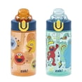 thumbnail image 1 of Zak Designs Sesame Street Sage Kids Water Bottle For School or Travel, 16oz Durable Plastic Water Bottle With Straw and Leak-Proof, Pop-Up Spout Cover, BPA Free, 2-Pack (Elmo & Friends), 1 of 10