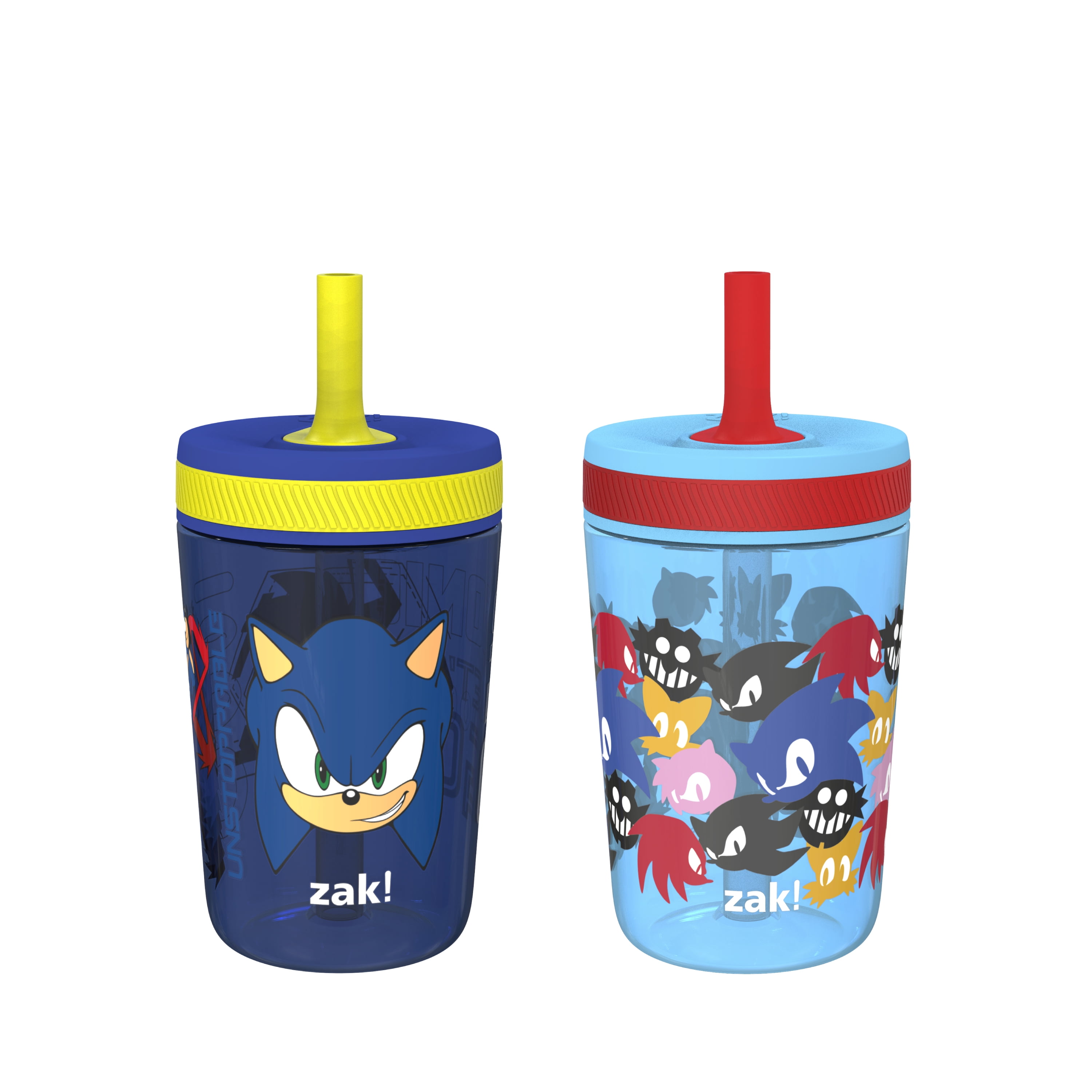 Zak Designs Sonic the Hedgehog Kelso Toddler Cups For Travel or At Home,  15oz 2-Pack Durable Plastic Sippy Cups With Leak-Proof Design is Perfect  For