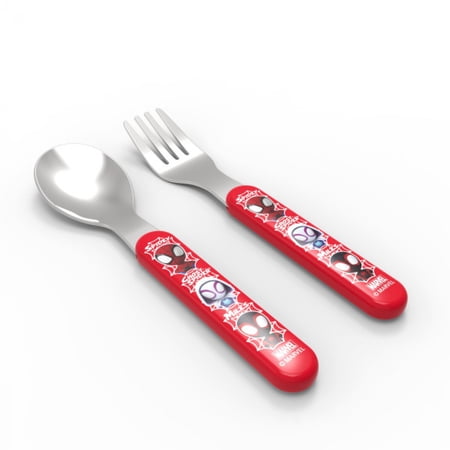 Zak Designs Spider-Man and His Amazing Friends 2-piece Fork and Spoon Flatware Set, Spider-Friends