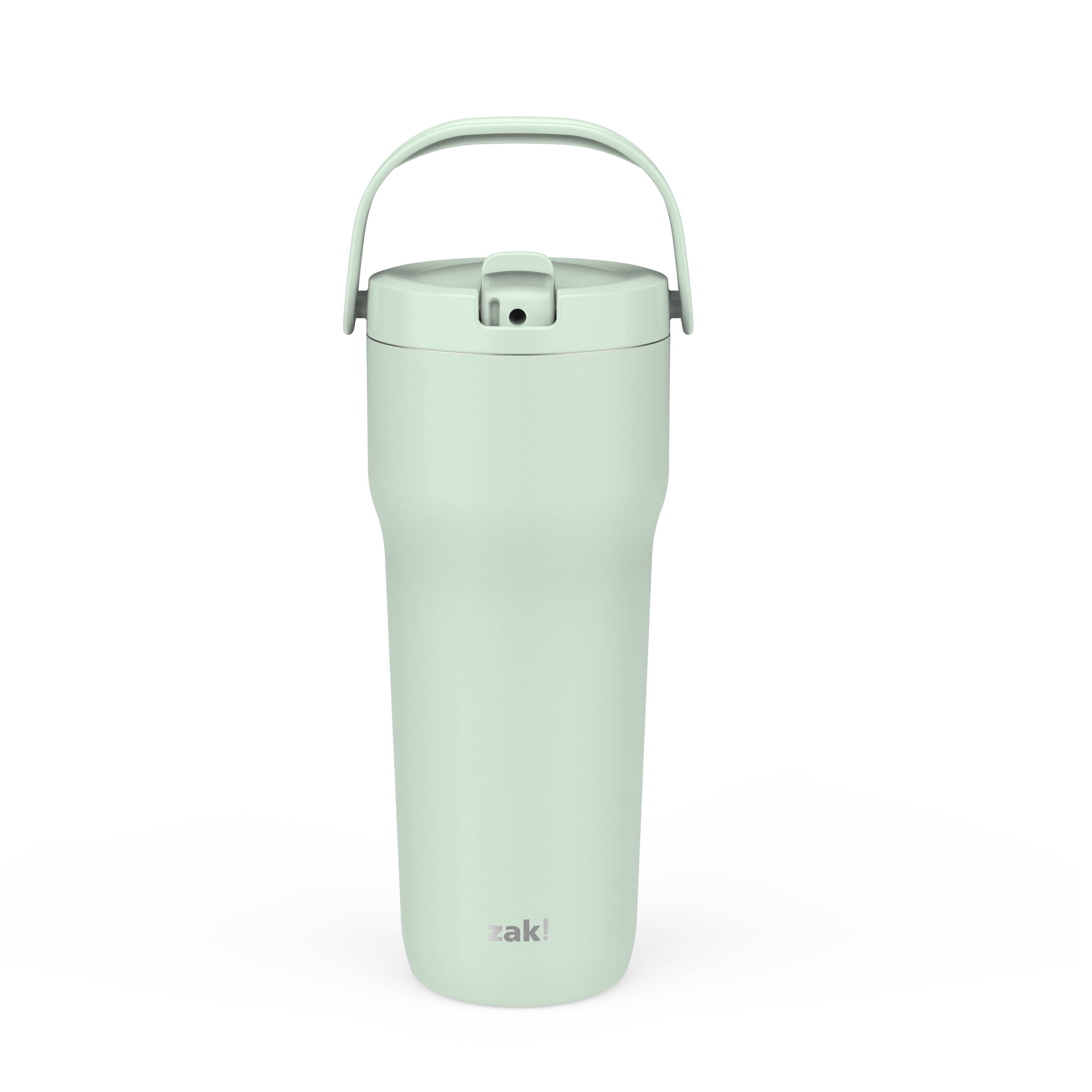 Zak Designs Sutton Travel Tumbler for On the Go, 30oz Stainless Steel with Vacuum Insulation, Straw Spout, Carry Handle for Cold Drinks (Icicle Mint Green)