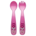 thumbnail image 1 of Zak! Designs Toddlerific Toddler Fork and Spoon with Pink Owl, Easy to Hold Handle, Break-resistant and BPA-free Plastic, 1 of 3