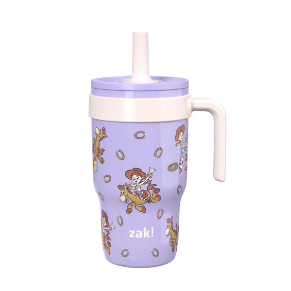 Zak Designs Toy Story 10oz Mini Cruiser Tumbler, Soft Straw Stainless Steel Tumbler for Toddlers, Leak-Proof, Easy to Hold Handle