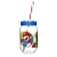 thumbnail image 1 of Zak! Designs Tritan Mason Jar Tumbler with Screw-on Lid and Straw featuring Mario Bros. Graphics, Break-resistant and BPA-free Plastic, 19 oz., 1 of 2