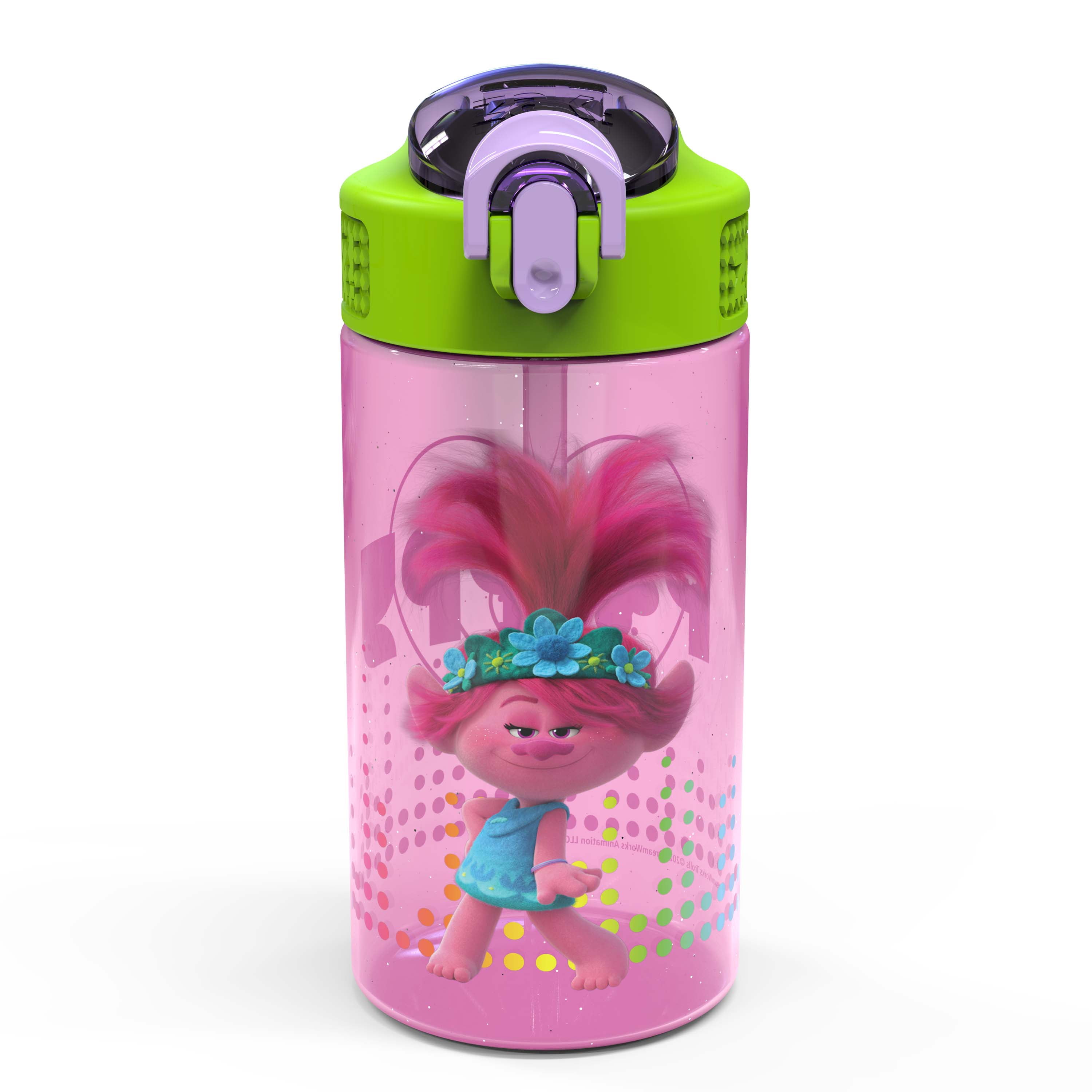 Trolls World Tour Water Bottle With Straw - Pink