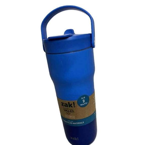 Zak! Everyday Smiles Harmony Thermal Tumbler 2 in 1 Lid Handle 2-Tone Blue 30 Oz