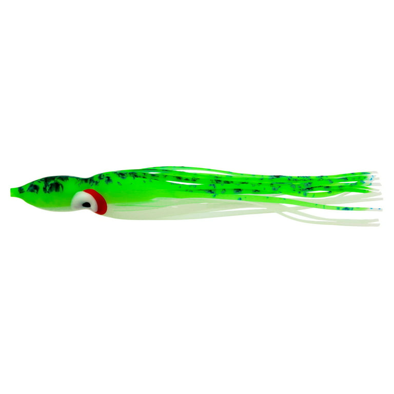 Zak Tackle Challenger Squid Trolling Fishing Lure, Green Glo, Scented, 4  1/2”, 3-pack, Soft Baits 