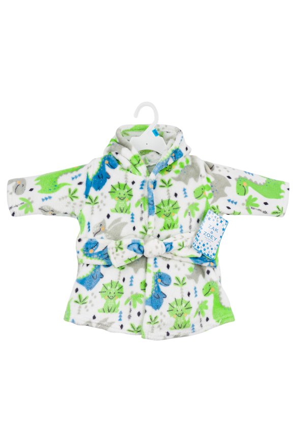 Zak and Zoey Hooded Robe- 0-9M- Dinosaur