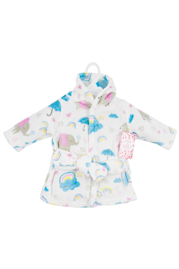 Zak and Zoey Hooded Robe- 0-9M- Elephants