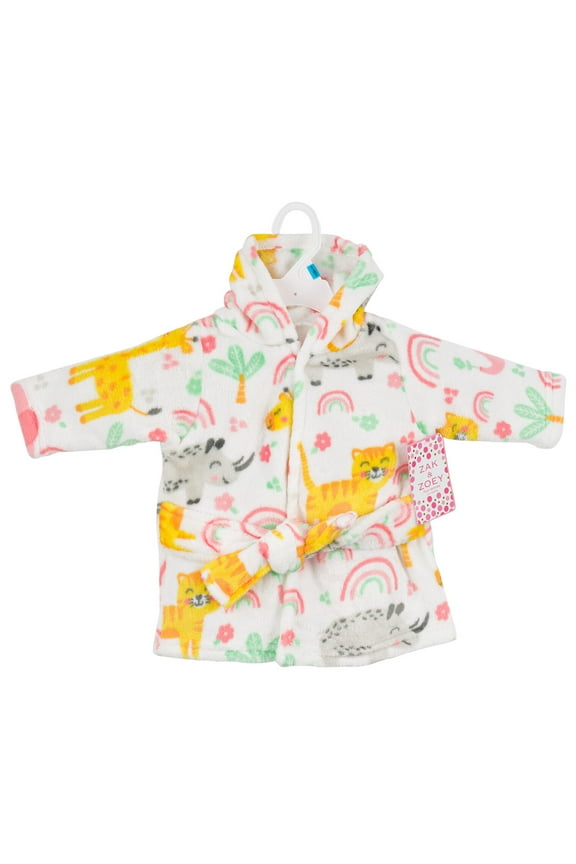Zak and Zoey Hooded Robe- 0-9M- Jungle Animals