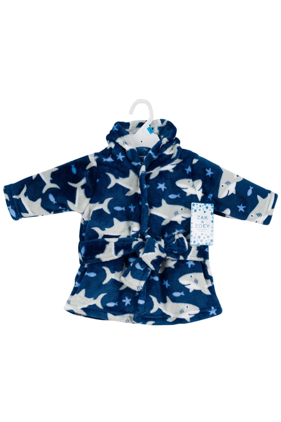 Zak and Zoey Hooded Robe- 0-9M- Sharks