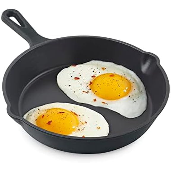 Zakarian 7.5" Nonstick Cast Iron Skillet with Pour Spouts for Searing, Baking, Grilling, Roasting and More - Black