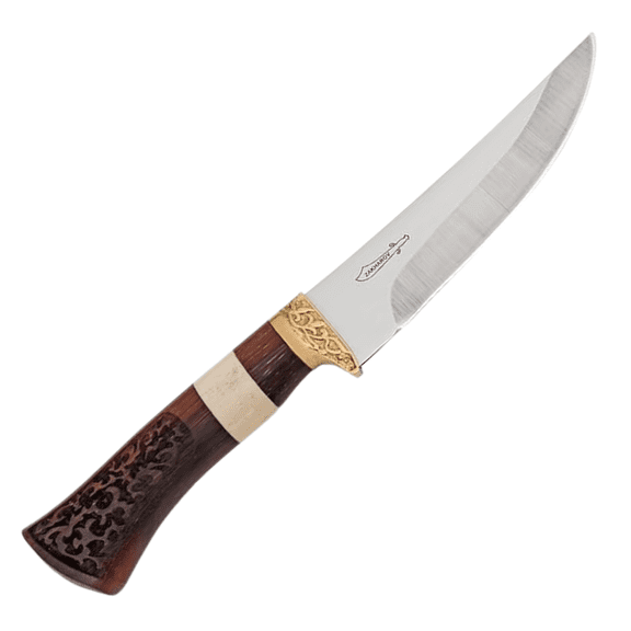 Zakharov Meat Knife 5 inches Bone and Rosewood Handle, Butcher and Barbecue Knife - Stainless Steel - Handmade in Brazil - Perfect for Meat Cutting, Slicing in Wooden Case Gift Box
