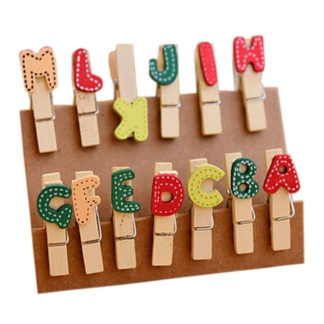 Zakka Cute Alphabets Series Wooden Binder Clip - Set of 2