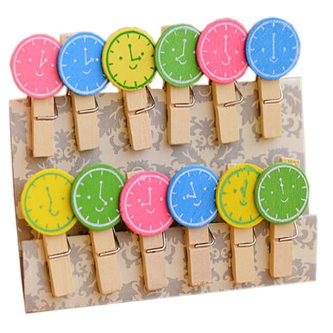 Zakka Time Clocks Series Wooden Binder Clips - Set of 2