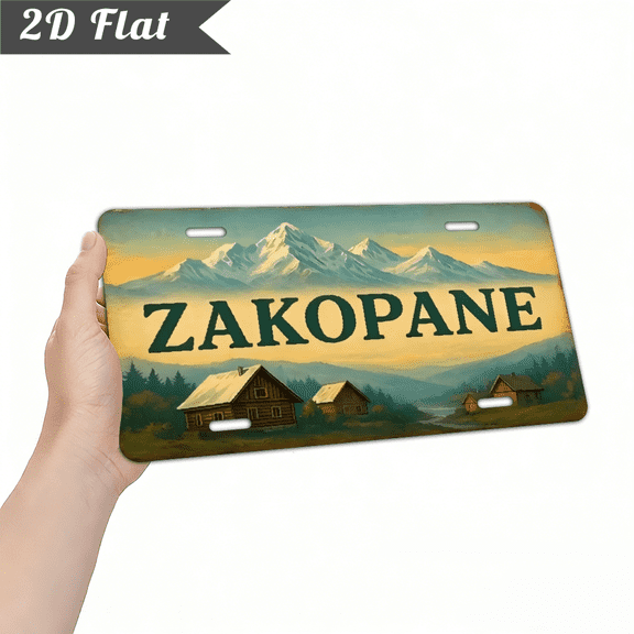Zakopane in the mountains, a 12*6-inch rectangular aluminum decorative license plate