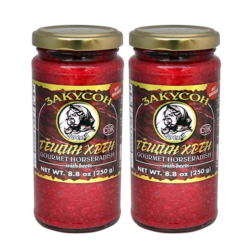 Zakuson Gourmet Horseradish With Beets 8.8 Oz Authentic Gourmet