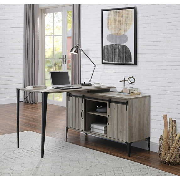 Zakwani Writing Desk, Gray Oak & Black Finish OF00009