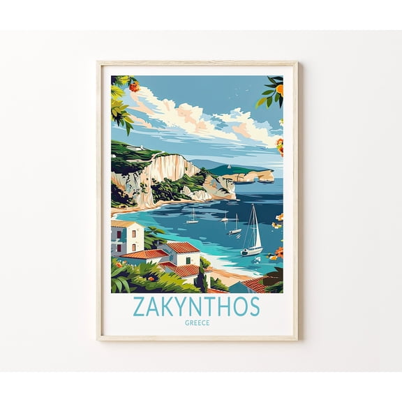 Zakynthos Greece Coast Travel Wall Art, Unframed Canvas 8x10in
