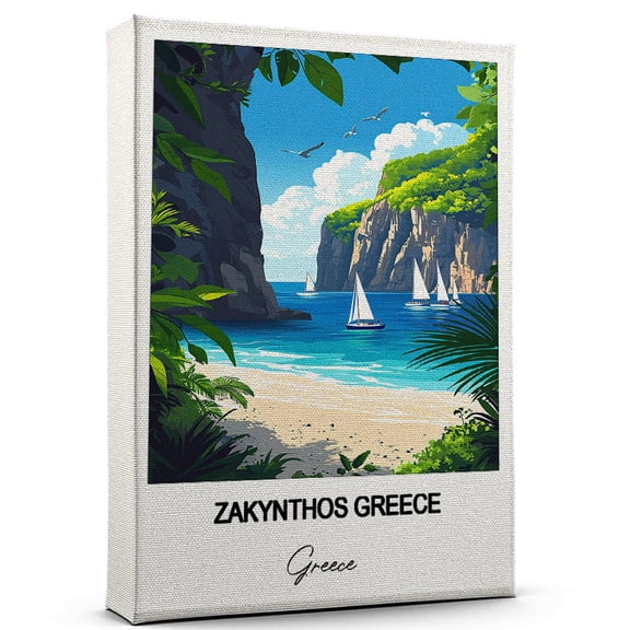 Zakynthos Greece Travel Decorative Art Canvas  Greece Canvas  Colorful Travel Wall Decor for Any Room  Makes a Thoughtful Gift