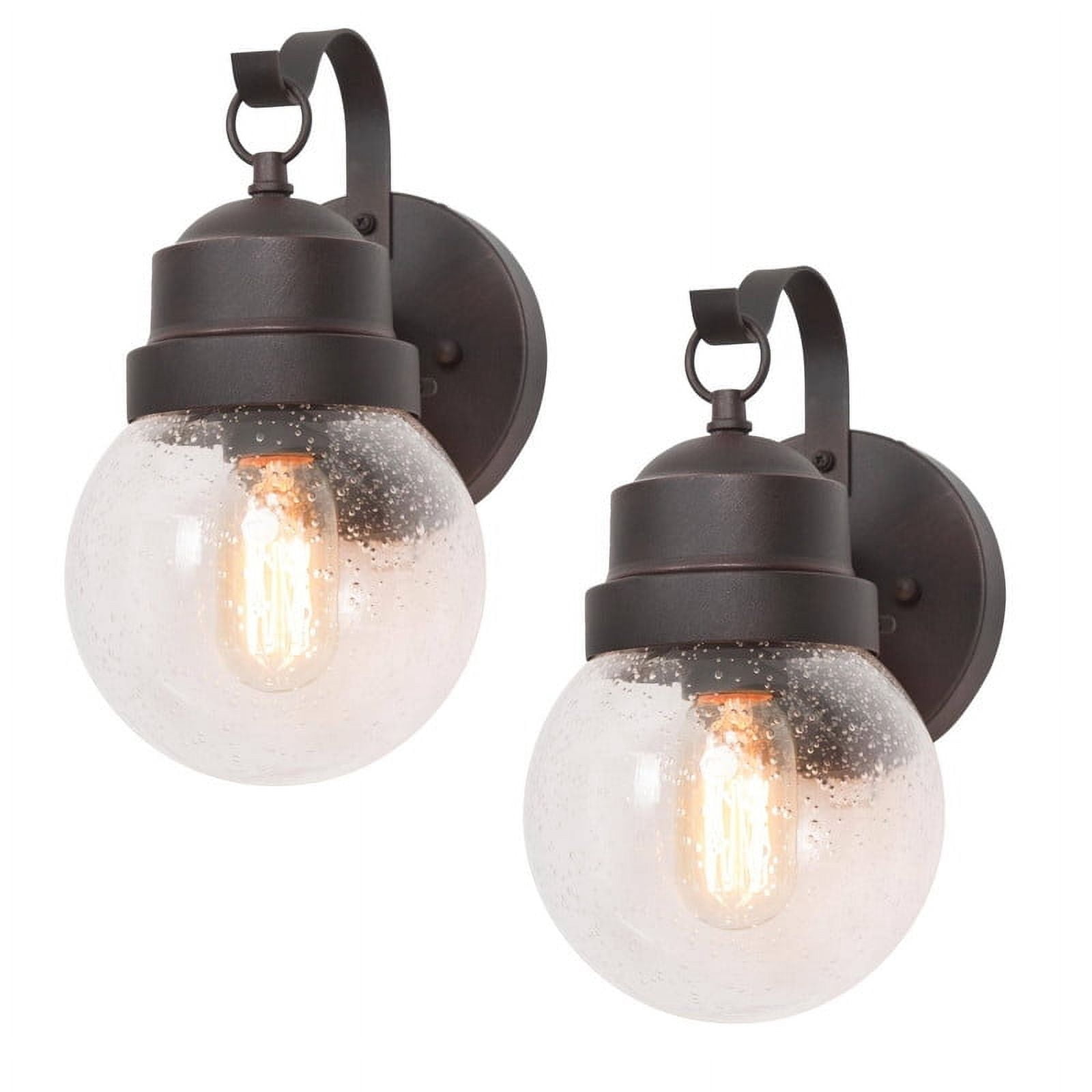 LNC Zalan 2-Pack 11-in H Rustic Bronze Seeded Glass Outdoor Wall Light