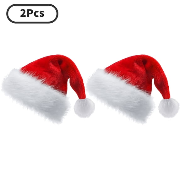 Zaldita Adults Christmas Hat Santa Hat Holiday Velvet Comfort Extra Thicken Fur Xmas Hat for New Year Type A 2Pcs One Size