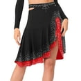 thumbnail image 1 of Zaldita Aislor Womens Latin Salsa Tango Dance Skirt Shinny Rhinestones Ruffled Skirt Black L, 1 of 5
