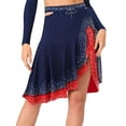thumbnail image 1 of Zaldita Aislor Womens Latin Salsa Tango Dance Skirt Shinny Rhinestones Ruffled Skirt Navy Blue L, 1 of 7