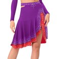 thumbnail image 1 of Zaldita Aislor Womens Latin Salsa Tango Dance Skirt Shinny Rhinestones Ruffled Skirt Purple M, 1 of 5