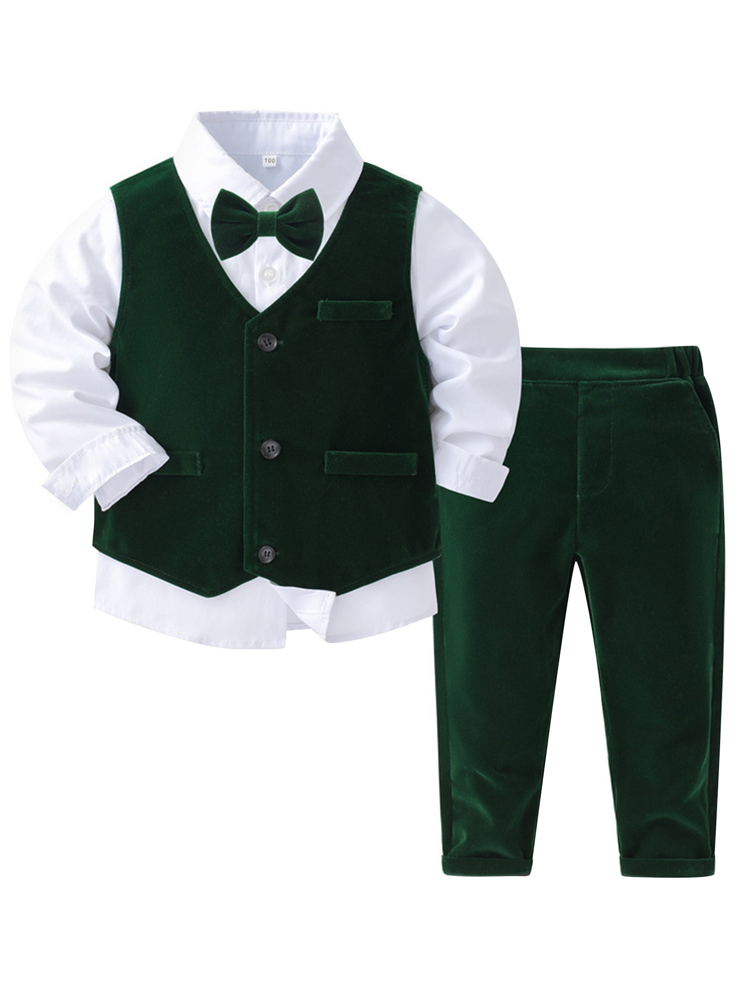 Zaldita Baby Boys Velvet Gentleman Suits 4 Piece Set Shirt Vest Pants