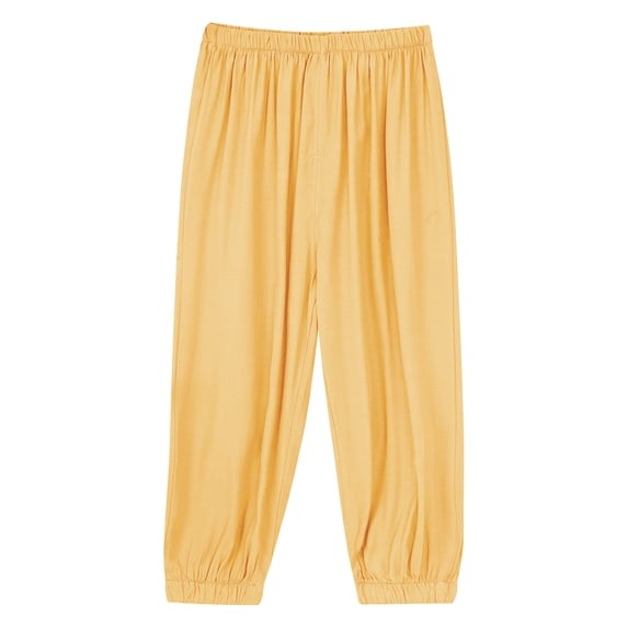 Zaldita Boys Girls Elastic Harem Bloomer Pants Pull-on Trousers Loose Jogger Leggings Yellow 5-6