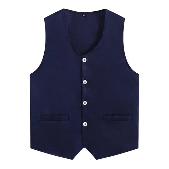 Zaldita Button Vest Women Men Volunteer Activity Vest Waiter Supermarket Uniform Work Wear Navy Blue 3XL