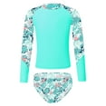 thumbnail image 1 of Zaldita Girl 2 Piece Swimsuit Rashguard Set Summer Beach Tankini Long Sleeve Shirts and Bikini Leaf&Green 8, 1 of 7