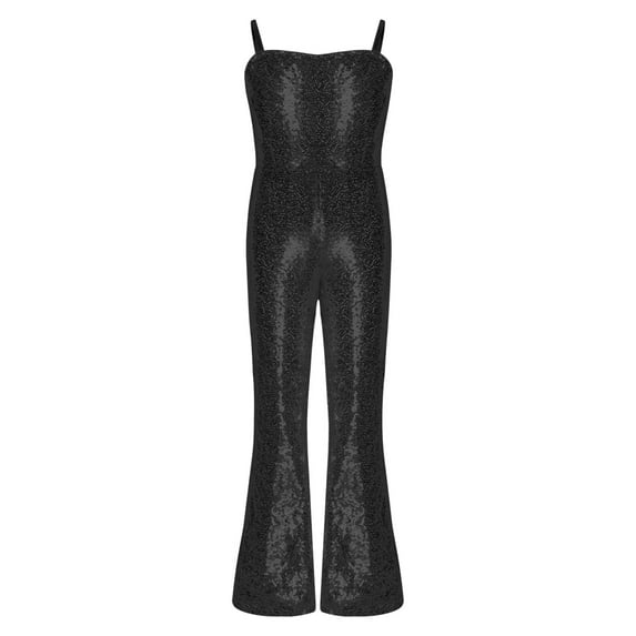 Zaldita Girl 70s 80s Hippie Disco Clothes Halloween Clothes Bell Bottoms Jumpsuit Kid Fancy Dress Up Black 6