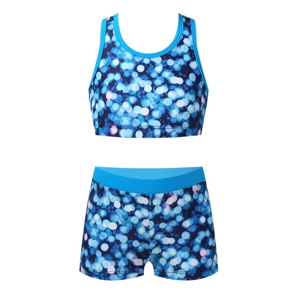 Zaldita Girl Swimsuit Two Piece Tankini Bathing Suit Summer Beach Rashguard Swimwear Crop Top Shorts Blue 6