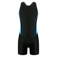 thumbnail image 1 of Zaldita Girls Boyleg Swimsuit Sleeveless Open Back Bathing Suit Quick Drying Wetsuit Summer Sunsuit Blue&Black 12, 1 of 5