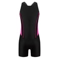 thumbnail image 1 of Zaldita Girls Boyleg Swimsuit Sleeveless Open Back Bathing Suit Quick Drying Wetsuit Summer Sunsuit Rose Red&Black 12, 1 of 7