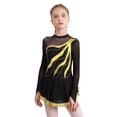 thumbnail image 1 of Zaldita Girls Kids Long Sleeve Mesh Splice Figure Skating Dress for Ballet Dance Gymnastics Leotard Competition Dancewear Yellow 10, 1 of 7