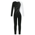thumbnail image 1 of Zaldita Girls Long Sleeve Shiny Color Block Unitards Gymnastic Jumpsuit One Piece Stretch Spandex Full Body Leotard Bodysuit White 14, 1 of 6