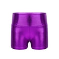 thumbnail image 1 of Zaldita Girls Shiny Metallic Dance Shorts Ballet Yoga Booty Shorts Gymnastic Tumbling Short Bottoms Purple 12, 1 of 6