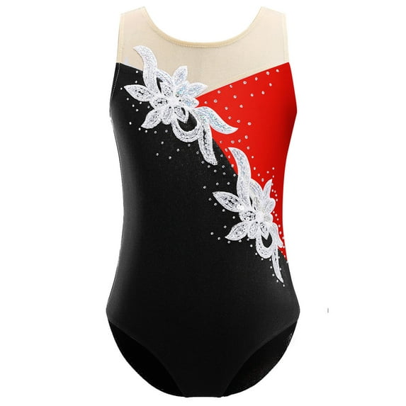 Zaldita Gymnastics Leotards for Girls Sparkle Metallic Athletic Clothes Activewear One-piece Romper Bodysuit Black 6